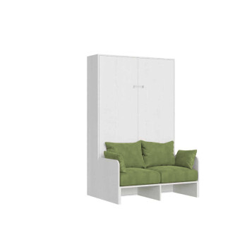 Mod. Kentaro French 140 com sofá - Cama de casal dobrável Kentaro 140 com sofá em freixo branco e verde.
