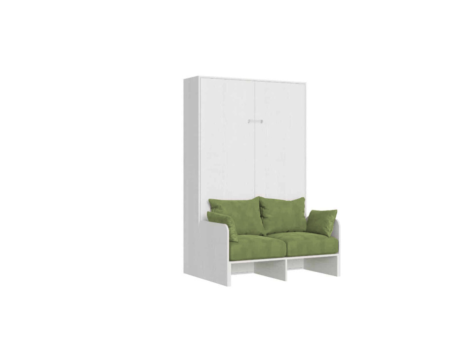 Mod. Kentaro French 140 com sofá - Cama de casal dobrável Kentaro 140 com sofá em freixo branco e verde.