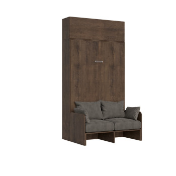 Mod. Kentaro French 140 com sofá - Cama de casal dobrável Kentaro 140 com sofá e armário de parede em freixo branco, cinza
