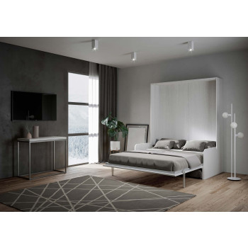Mod. Kentaro Cama de Casal 160 com Sofá - Cama de casal dobrável Kentaro 160 com sofá em freixo branco e cinza.