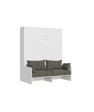Mod. Kentaro Cama de Casal 160 com Sofá - Cama de casal dobrável Kentaro 160 com sofá em freixo branco e cinza.