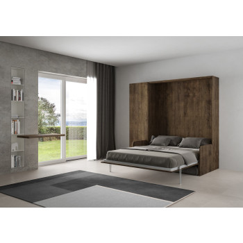 Mod. Kentaro Cama de Casal 160 com Sofá - Cama de casal dobrável Kentaro 160 com sofá e coluna em freixo branco e cinza.