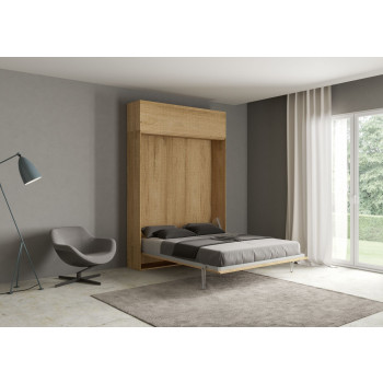 Mod.Kentaro Matrimoniale 160 - Cama de casal dobrável Kentaro 160 com móvel de parede em freixo branco
