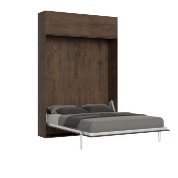 Mod.Kentaro Matrimoniale 160 - Cama de casal dobrável Kentaro 160 com móvel de parede em freixo branco
