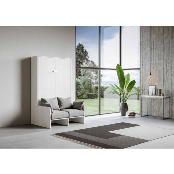 Mod.Kentaro Sofà 1/2 - Cama dobrável vertical tamanho queen de 120 cm Kentaro Sofà Branco Freixo