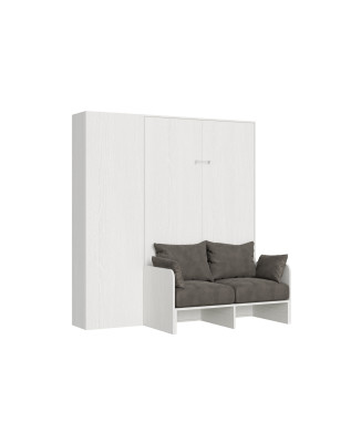 Mod.Kentaro Sofà 1/2 - Cama de casal dobrável vertical de 120 cm Kentaro Sofà com coluna Freixo Branco