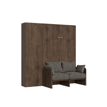 Sofá francês Mod.Kentaro - Cama de casal dobrável vertical de 140 cm. Sofá Kentaro com coluna, cor Freixo Branco.
