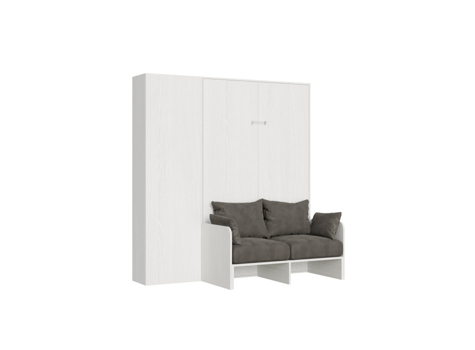 Sofá francês Mod.Kentaro - Cama de casal dobrável vertical de 140 cm. Sofá Kentaro com coluna, cor Freixo Branco.