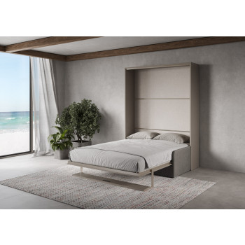 Mod. Versia French 140 com sofá e prateleira - Cama de casal dobrável francesa 140 Versia com sofá e prateleira de barro