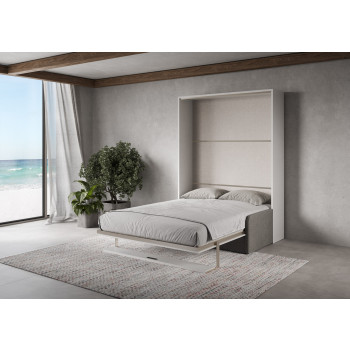 Mod. Versia French 140 com sofá e prateleira - Cama de casal dobrável francesa 140 Versia com sofá e prateleira de barro