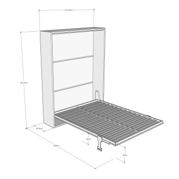 Cama de casal Mod. Versia 160 cm - 160 cm Cama de parede de barro Versia