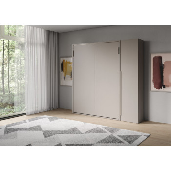 Mod. Versia cama de casal 160 com guarda-roupa de 1 porta (esquerda/direita) - 160 Versia cama de casal dobrável com guarda-roupa de 1 porta (direita) cor argila