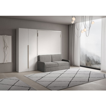 Mod. Versia cama de casal 160 com sofá e guarda-roupa de 2 portas esquerda-direita - 160 Versia cama de casal dobrável com sofá e guarda-roupa de 2 portas esquerda argila
