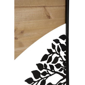 Conjunto de 3 painéis de parede em ferro e madeira com design em arco.