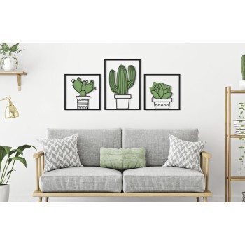 Conjunto de painéis de parede com cactos, 3 peças: 33x1, 3x46,5 - 33x1, 3x33