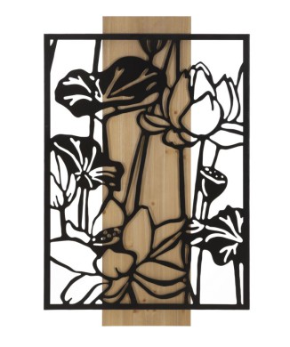 Painel de parede Lotus em ferro e madeira
