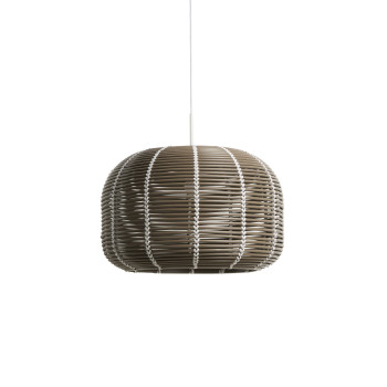 Abajur de teto externo Garoina em rattan sintético cinza-pombo Ø 50 cm