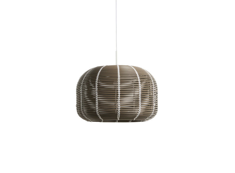 Abajur de teto externo Garoina em rattan sintético cinza-pombo Ø 50 cm