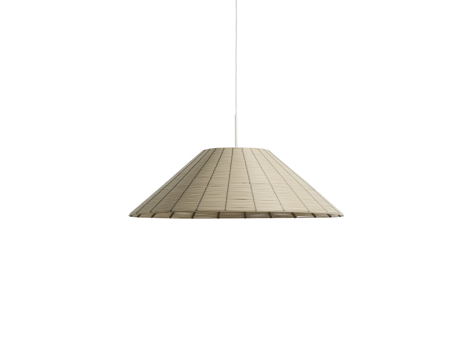 Abajur de teto externo Saranella em rattan sintético cinza claro, Ø 70 cm