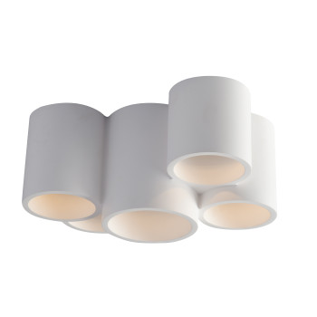 Luminária de teto tubular branca estilo banjie, 5 lâmpadas GU10, 29,6 x 20 x 14 cm