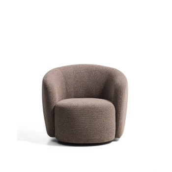 Poltrona giratória Odenia em micro bouclé