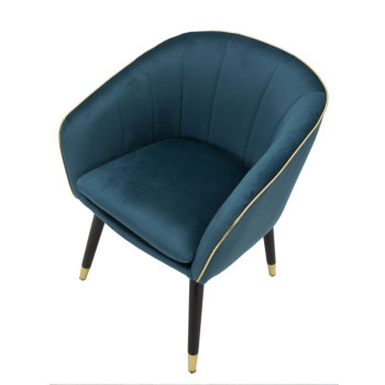 POLTRONA PARIS AZUL-PETRÓLEO/DOURADO