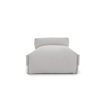 Sofá-puf quadrado modular para área externa, em alumínio branco e cinza claro, 165x101cm