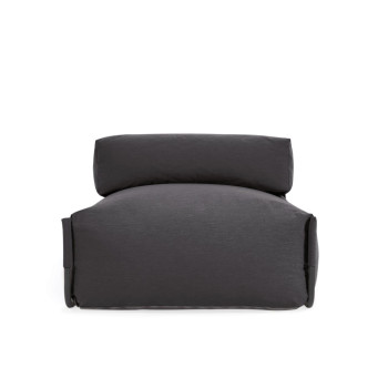 Puf modular quadrado com encosto, 100% para exterior, alumínio cinza escuro e preto, 101x101cm