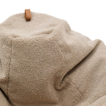 Pufe Vicka tecido bouclé bege Ø 70 cm