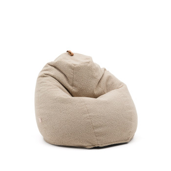 Pufe Vicka tecido bouclé bege Ø 70 cm