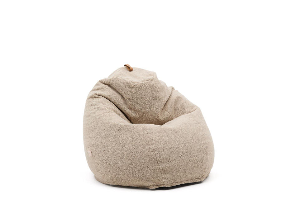 Pufe Vicka tecido bouclé bege Ø 70 cm