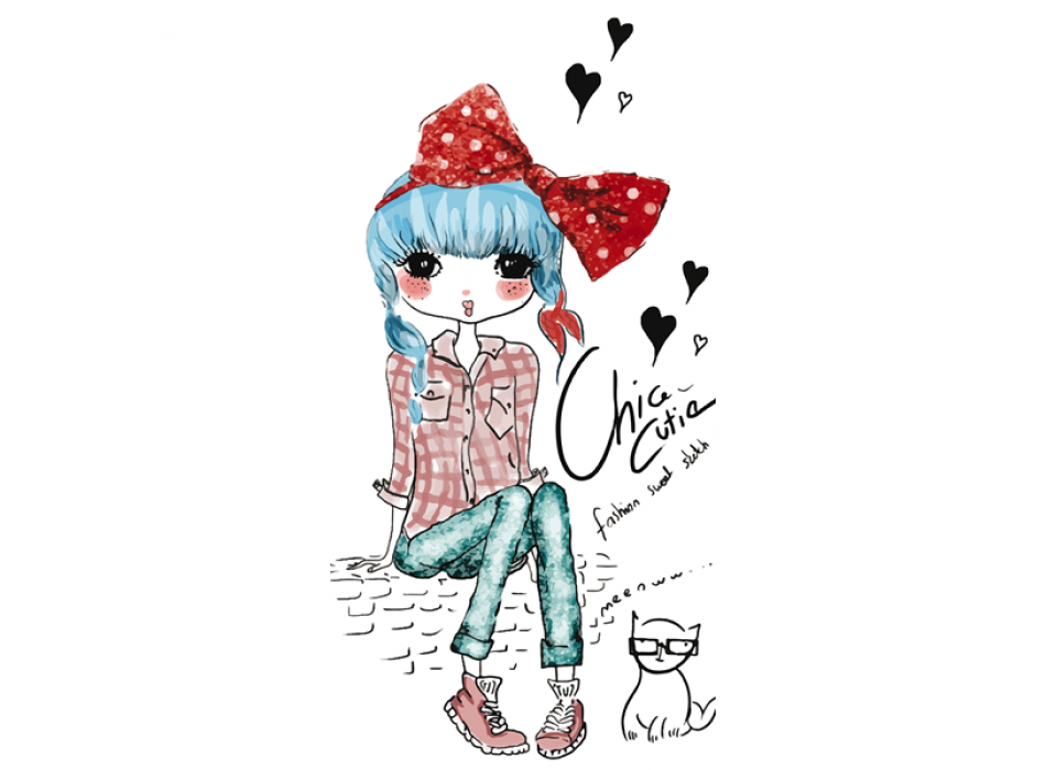 Pintura MENINA COM LAÇO VERMELHO G1614 PINTDECOR