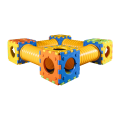 Quadrotto Jogo modular com 4 cubos e 4 túneis.