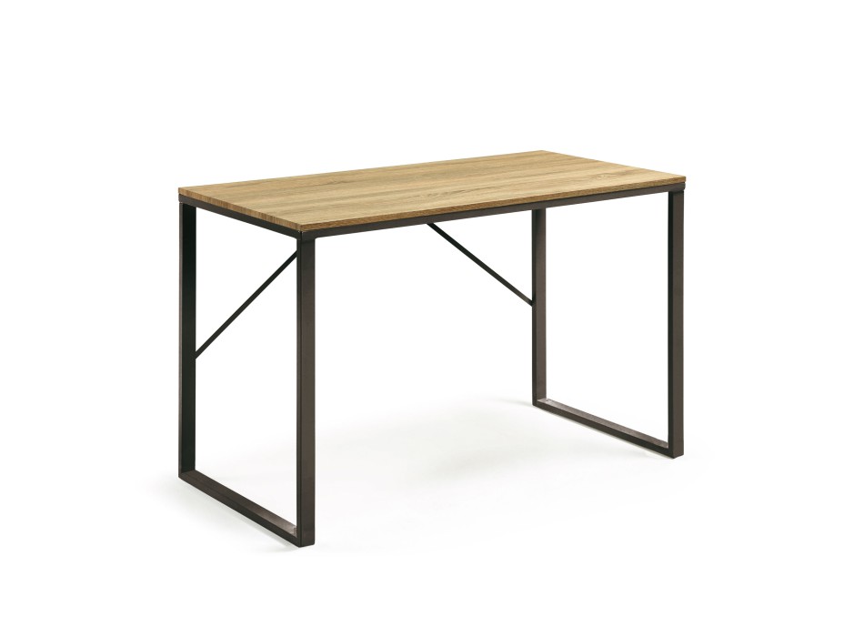 Mesa retangular Talbot 120 x 60 cm preta com tampo em MDF e acabamento em metal.
