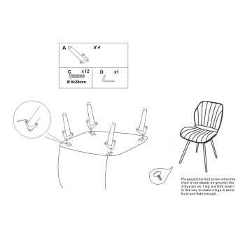 Conjunto de 2 cadeiras Paris Space Chair Ottan/Gold