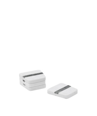 Conjunto de 4 porta-copos Nira em mármore branco e verde.