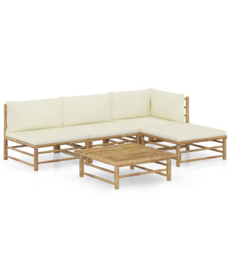 Conjunto de sofá de jardim de bambu com 6 peças