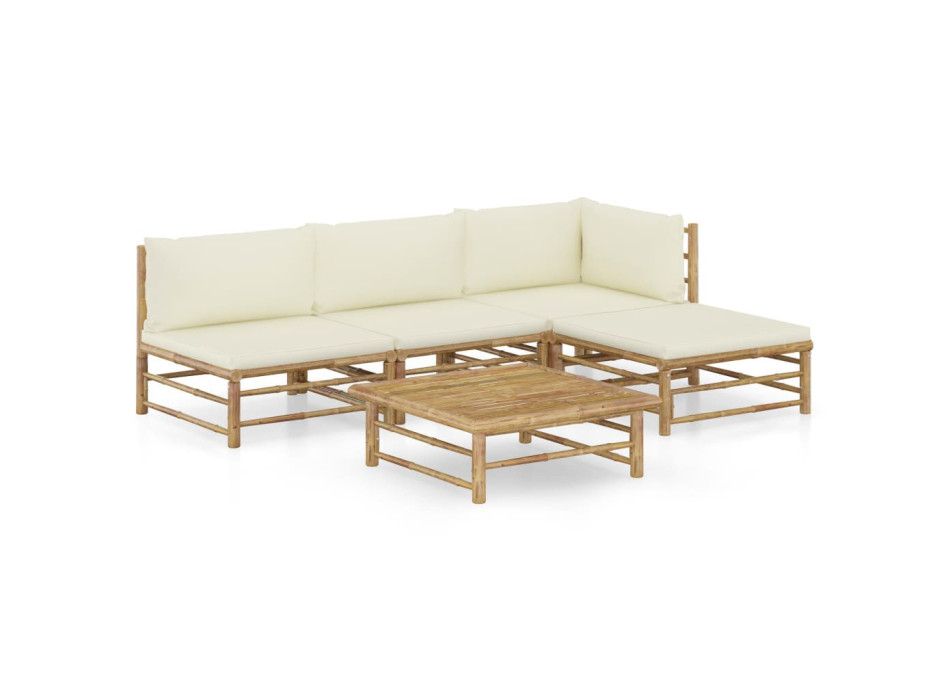 Conjunto de sofá de jardim de bambu com 6 peças