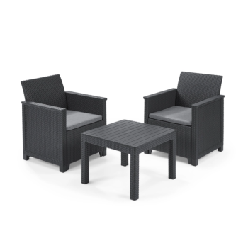 Conjunto de mesa de centro e 2 poltronas KETER Emma para varanda