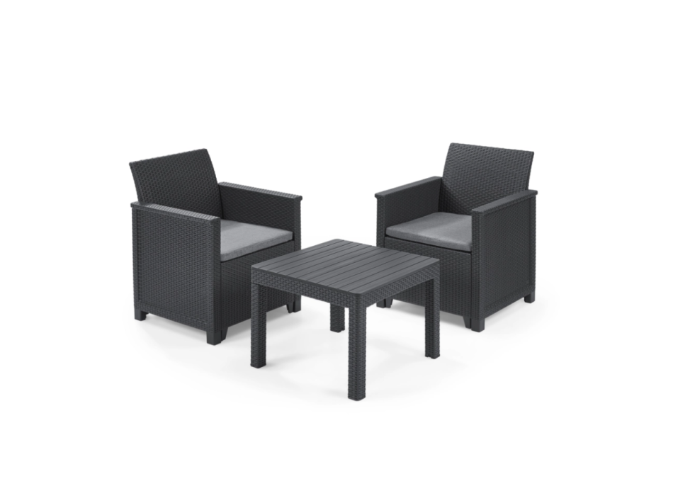 Conjunto de mesa de centro e 2 poltronas KETER Emma para varanda