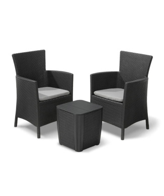 Conjunto de varanda KETER IOWA: mesa de centro e duas poltronas para jardim. 