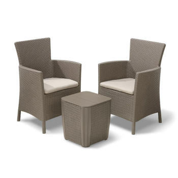 Conjunto de varanda KETER IOWA: mesa de centro e duas poltronas para jardim. 