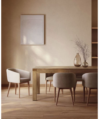 Conjunto de mesa Briva + cadeiras Harlan em chenille