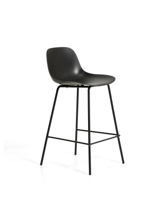 Banqueta Altea na cor preta com pés de aço preto e acabamento preto, 65 cm