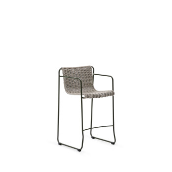 Banqueta Maurina em aço galvanizado verde e corda.