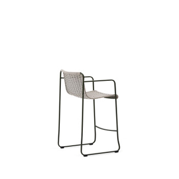 Banqueta Maurina em aço galvanizado verde e corda.