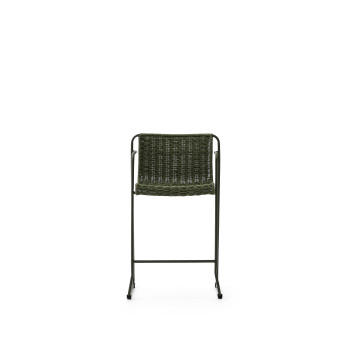 Banqueta Maurina em aço galvanizado verde e corda.