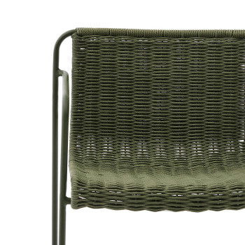 Banqueta Maurina em aço galvanizado verde e corda.