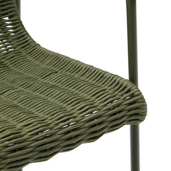Banqueta Maurina em aço galvanizado verde e corda.