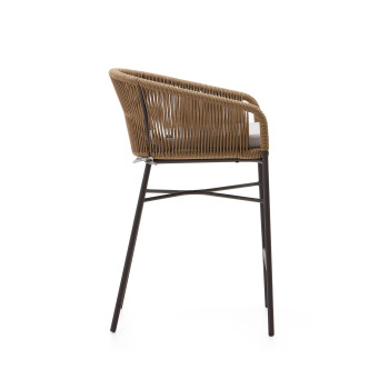 Banqueta Yanet em corda bege, altura 65 cm
